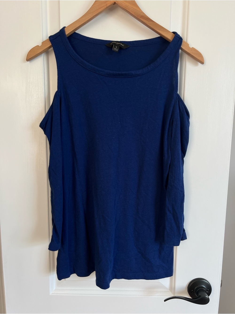 Banana Republic Royal Blue Cold-Shoulder Tank Top